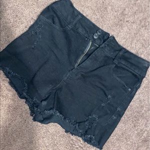 High waisted black jean shorts